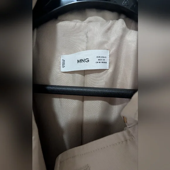 Mango Beige Double-Breasted Trench Coat with Belt - Picture 6 of 14